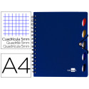 CUADERNO ESPIRAL LIDERPAPEL A4 MICRO EXECUTIVE TAPA PLASTICO 100H 80 GR CUADRO 5MM 5 SEPARADORES CON