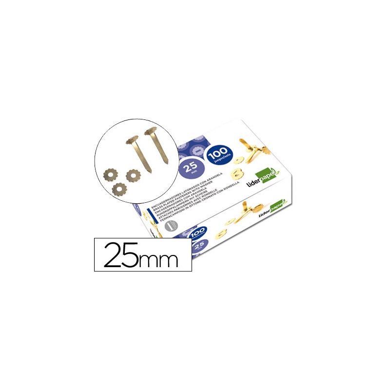 ENCUADERNADORES LIDERPAPEL LATONADOS CON ARANDELA 25 MM CAJA DE 100 UNIDADES