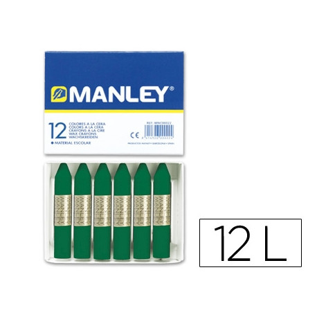 LAPICES CERA MANLEY UNICOLOR VERDE ESMERALDA N.24 CAJA DE 12 UNIDADES