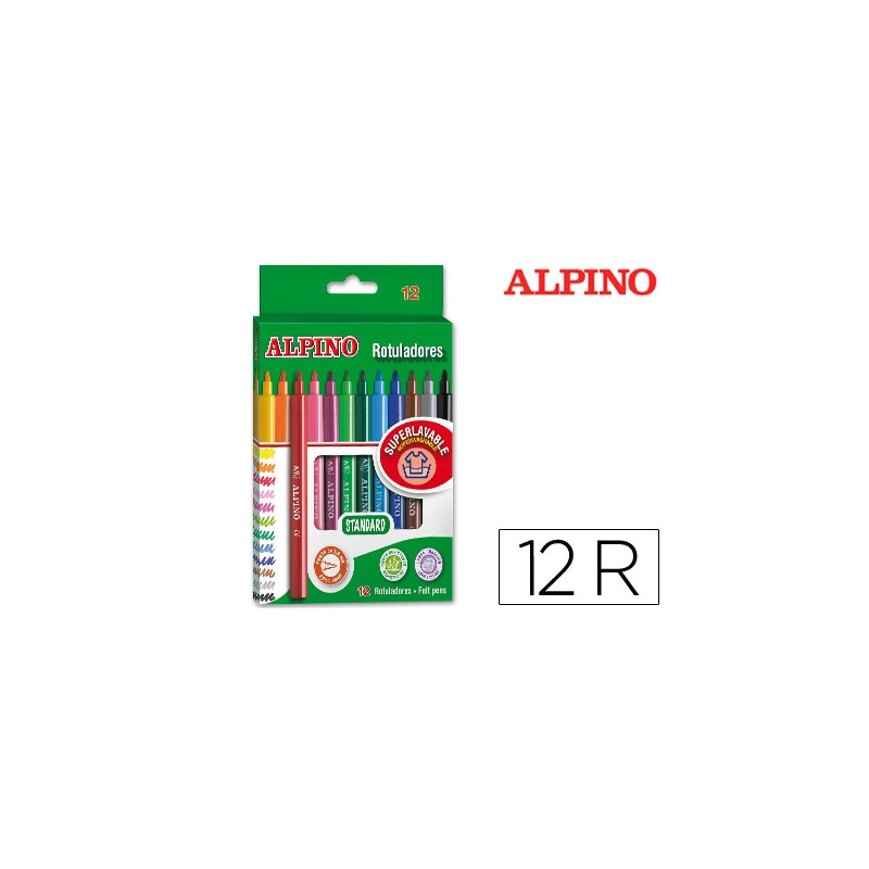 Rotulador alpino maxi caja de 12 colores surtidos