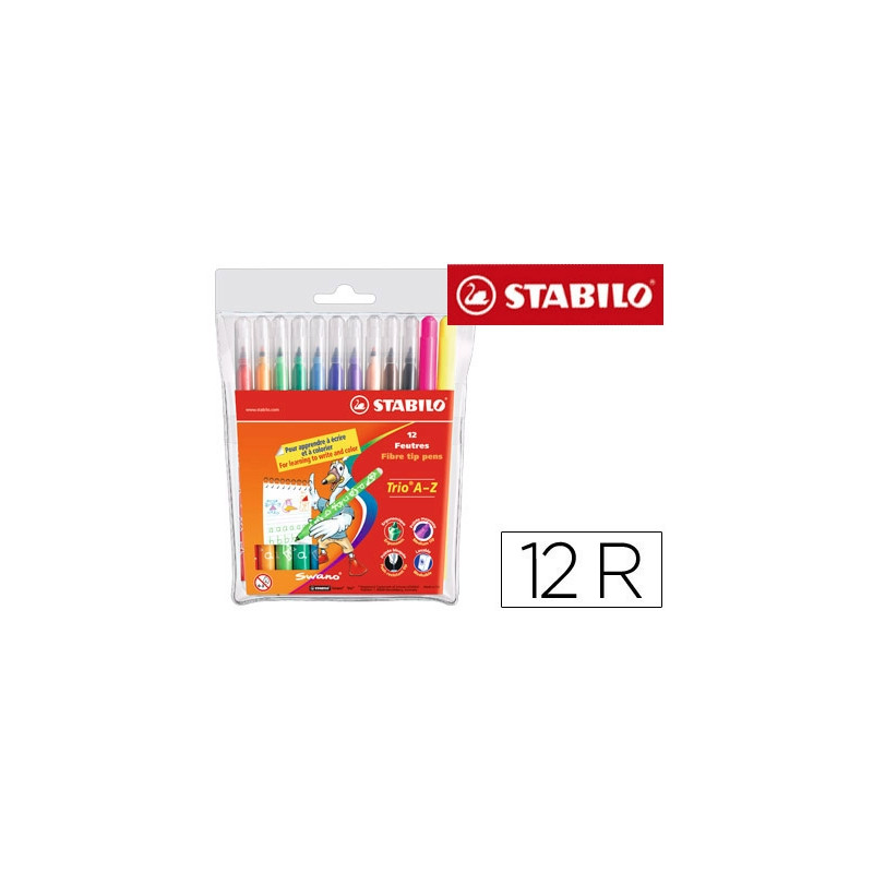 ROTULADOR STABILO TRIO CAJA DE 12 COLORES SURTIDOS