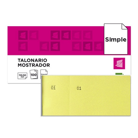 TALONARIO LIDERPAPEL MOSTRADOR 50X110 MM TL07 AMARILLO CON MATRIZ