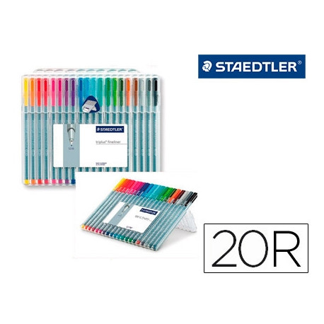 ROTULADOR STAEDTLER TRIPLUS FINELINER 334 ESTUCHE DE 20 UNIDADES COLORES SURTIDOS