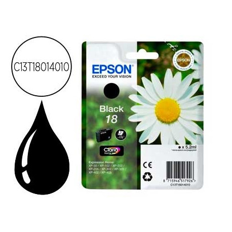 INK-JET EPSON T18 NEGRO EXPRESSION HOME XP-102 XP-205 XP-305 XP-405 CAPACIIDAD 175 PAG