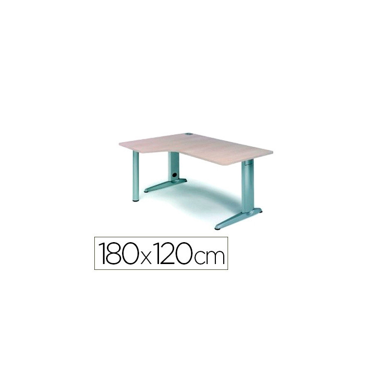 MESA ROCADA SERIE METAL 180X120 CM IZQUIERDA ACABADO AC04 BLANCO