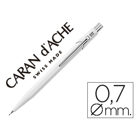 PORTAMINAS CARAN D'ACHE 844 0,7MM CUERPO BLANCO ADORNOS CROMADOS