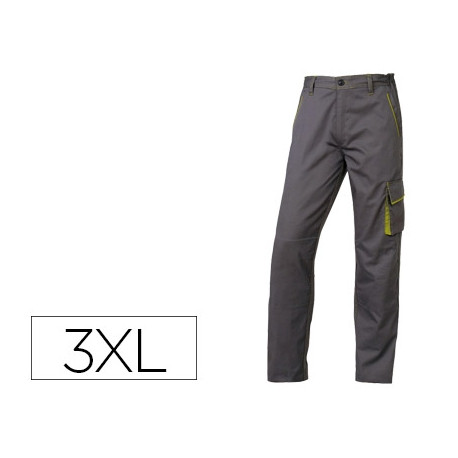 PANTALON DE TRABAJO DELTAPLUS CINTURA AJUSTABLE 5 BOLSILLOS COLOR GRIS VERDE TALLA 3XL