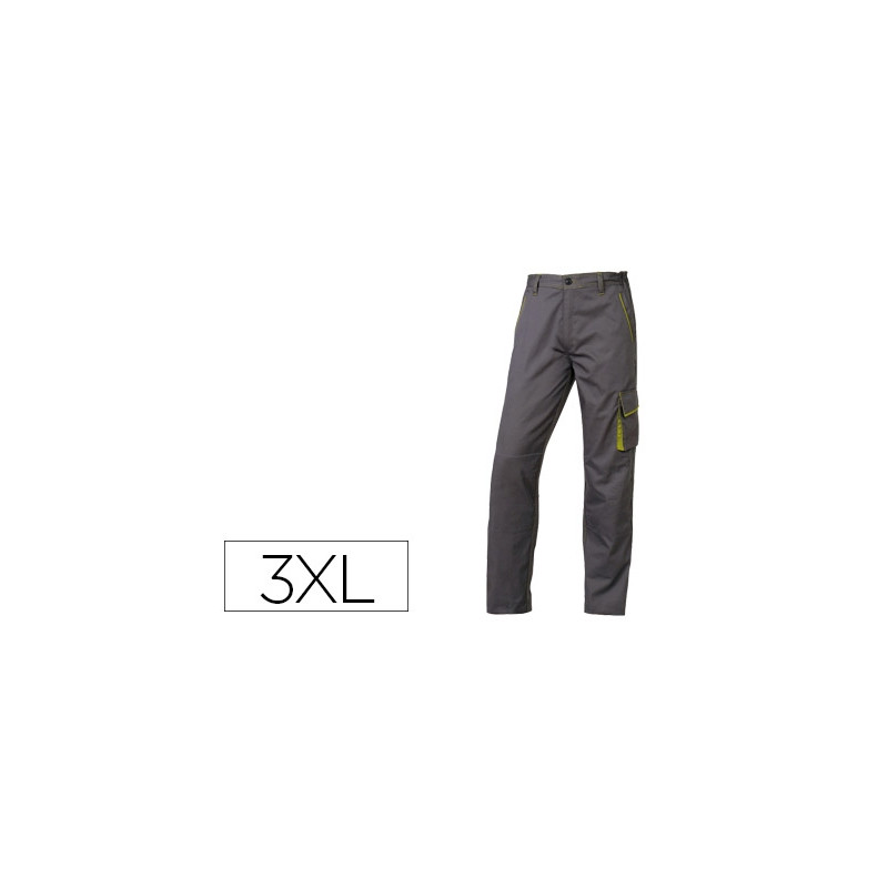 PANTALON DE TRABAJO DELTAPLUS CINTURA AJUSTABLE 5 BOLSILLOS COLOR GRIS VERDE TALLA 3XL