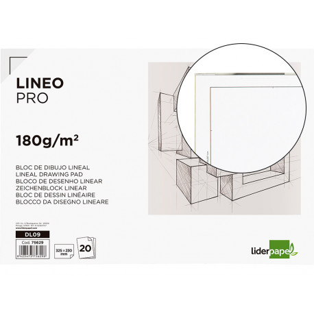 BLOC DIBUJO LIDERPAPEL LINEAL ENCOLADO 230X325MM 20 HOJAS 180 G/M2 CON RECUADRO