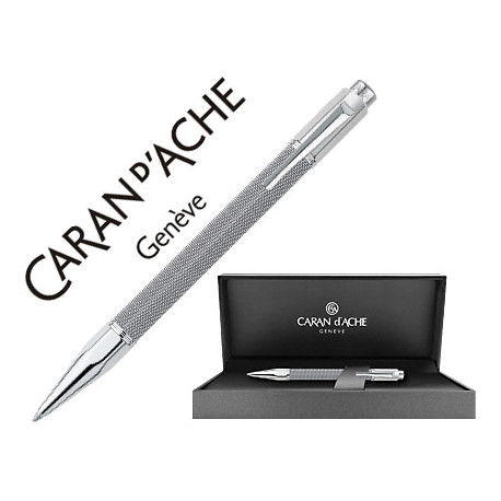 BOLIGRAFO CARAN D'ACHE VARIUS IVANHOE COTA DE MALLA ACERO GRIS PLACADO RODIO CON ESTUCHE PUNTA MEDIA