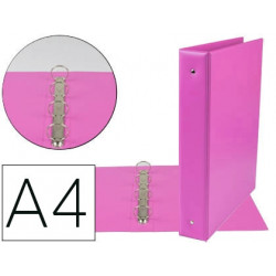 CARPETA DE 4 ANILLAS 40 MM MIXTAS LIDERPAPEL A4 CARTON FORRADO PVC FUCSIA