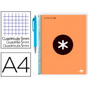 CUADERNO ESPIRAL LIDERPAPEL A4 MICRO ANTARTIK TAPA FORRADA 120 H 100G CUADRO 5 MM COLOR NARANJA PROM