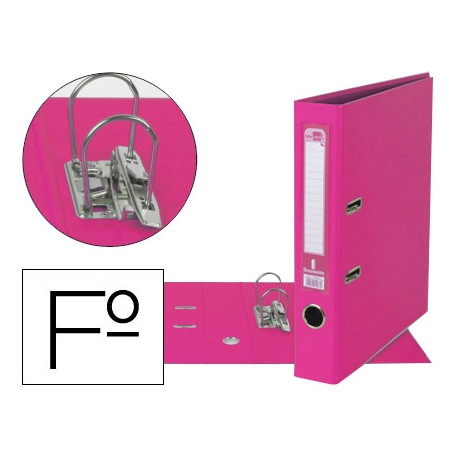 ARCHIVADOR DE PALANCA LIDERPAPEL FOLIO DOCUMENTA FORRADO PVC CON RADO LOMO 52 MM ROSA COMPRESOR META