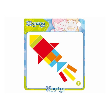 JUEGO ANDREUTOYS FORMAS GEOMETRICAS COLORES 42 PIEZAS + 24 PLANTILLAS 28,6X28,6X3,8 CM