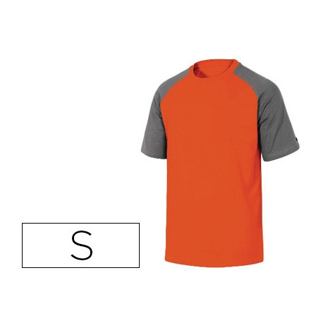 CAMISETA DE ALGODON DELTAPLUS COLOR GRIS NARANJA TALLA S