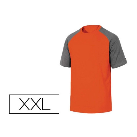 CAMISETA DE ALGODON DELTAPLUS COLOR GRIS NARANJA TALLA XXL