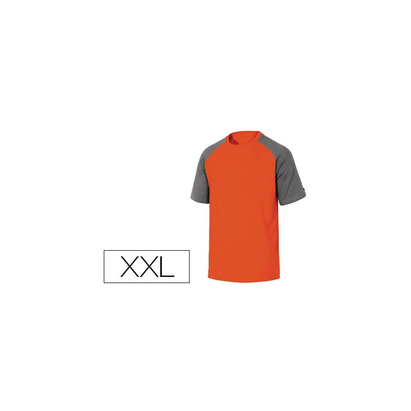 CAMISETA DE ALGODON DELTAPLUS COLOR GRIS NARANJA TALLA XXL