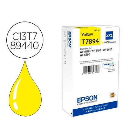 INK-JET EPSON T7894XXL WF-5110 / 5190 / 5620 / 5690 AMARILLO ALTA CAPACIDAD