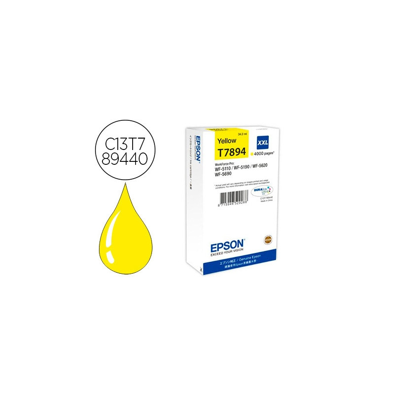 INK-JET EPSON T7894XXL WF-5110 / 5190 / 5620 / 5690 AMARILLO ALTA CAPACIDAD