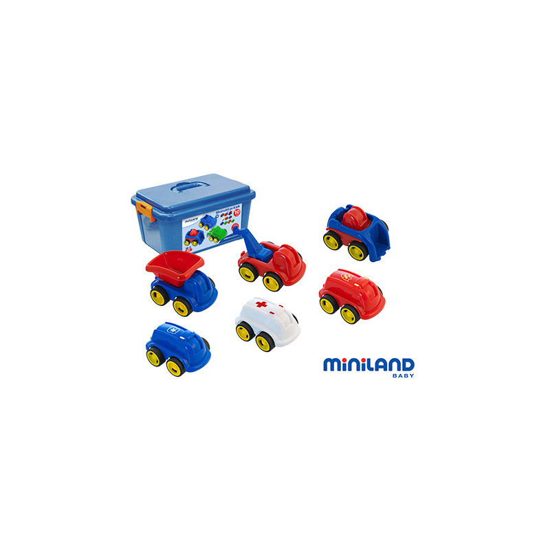 JUEGO DIDACTICO MINILAND CON 10 VEHICULOS PROFESIONALES FLEXIBLES PARA TRABAJAR LA EDUCACION VIAL