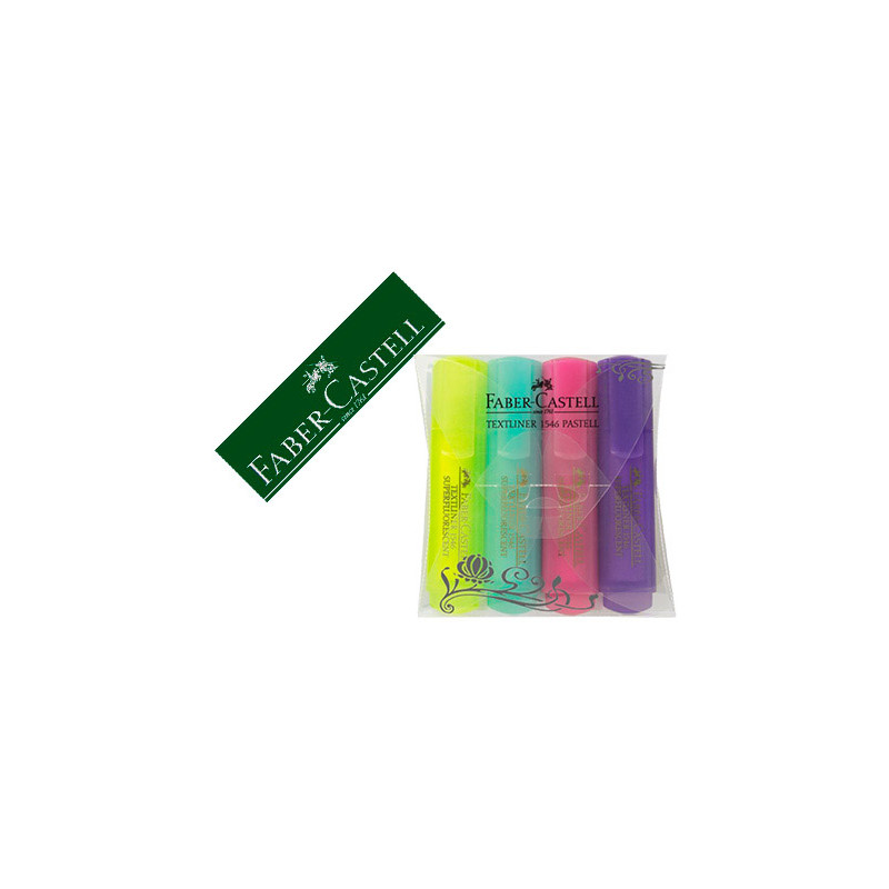 ROTULADOR FABER FLUORESCENTE 1546 COLOR PASTEL ESTUCHE 4 UNIDADES SURTIDAS