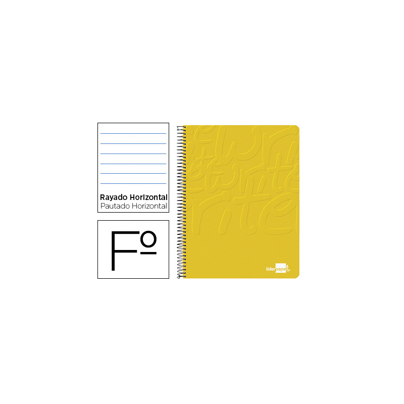 CUADERNO ESPIRAL LIDERPAPEL FOLIO WRITE TAPA BLANDA 80H 60GR HORIZONTAL CON MARGEN COLOR AMARILLO