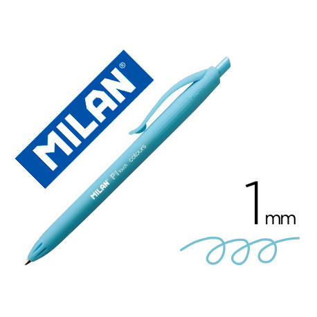 Boligrafo milan p1 retractil 1 mm touch azul : : Oficina y  papelería