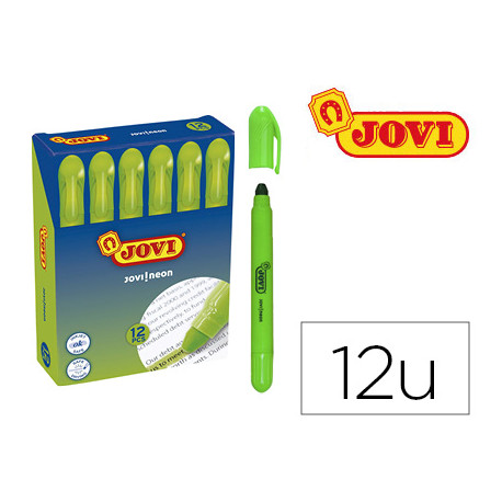 MARCADOR DE CERA GEL JOVI FLUORESCENTE VERDE CAJA DE 12 UNIDADES