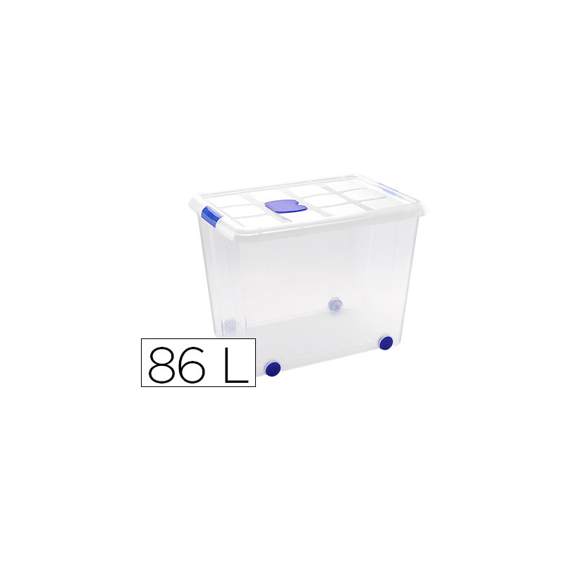 CONTENEDOR PLASTICO PLASTICFORTE 86 LITROS N 8 TRANSPARENTE CON TAPA 470X620X450 MM