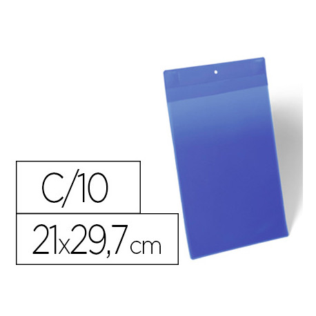 FUNDA DURABLE MAGNETICA 210X297 MM PLASTICO AZUL VENTANA TRANSPARENTE PACK DE 10 UNIDADES