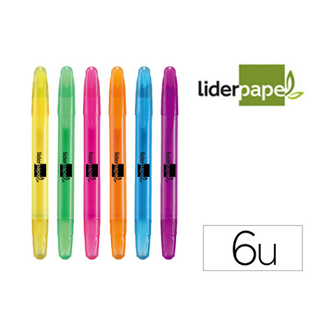 MARCADOR DE CERA GEL LIDERPAPEL FLUORESCENTE ESTUCHE 6 COLORES SURTIDOS