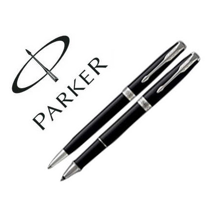 JUEGO PARKER DUO SONNET LACA NEGRA CT BOLIGRAFO + ROLLER