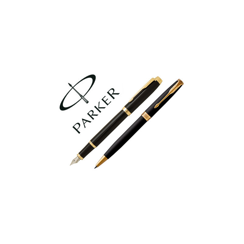 JUEGO PARKER DUO SONNET LACA NEGRA GT BOLIGRAFO + PLUMA CON PLUMIN ACERO INOXIDABLE