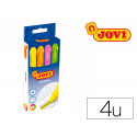 MARCADOR DE CERA GEL JOVI FLUORESCENTE CAJA DE 4 UNIDADES COLORES SURTIDOS