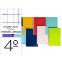 CUADERNO ESPIRAL LIDERPAPEL CUARTO SMART TAPA BLANDA 80H 60GR RAYADO MONTESSORI 3,5MM COLORES SURTID