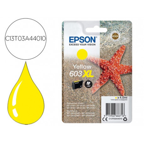 INK-JET EPSON 603XL XP-2100 / 2105 / 3100 / 4100 / WF-2810 / 2830 / 2835 / 2850 AMARILLO 350 PAGINAS