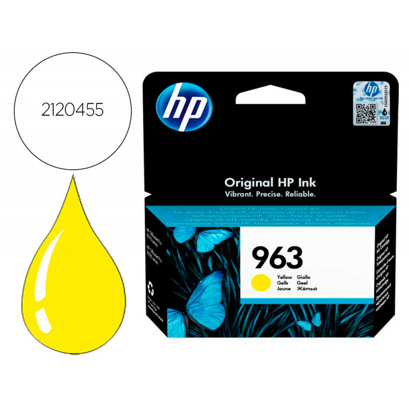 INK-JET HP 963 OFFICEJET PRO 9010 / 9020 / 9022 / 9023 / 9025 AMARILLO 700 PAGINAS