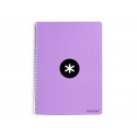 CUADERNO ESPIRAL LIDERPAPEL A4 ANTARTIK TAPA DURA 80H 100GR CUADRO 4MM CON MARGEN COLOR LAVANDA