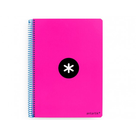 CUADERNO ESPIRAL LIDERPAPEL A4 ANTARTIK TAPA DURA 80H 100GR CUADRO 4MM CON MARGEN COLOR ROSA FLUOR