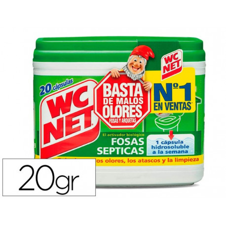 ELIMINA OLORES WC NET FOSAS SEPTICAS CAPSULA DE 18 GR CAJA DE 20 UNIDADES