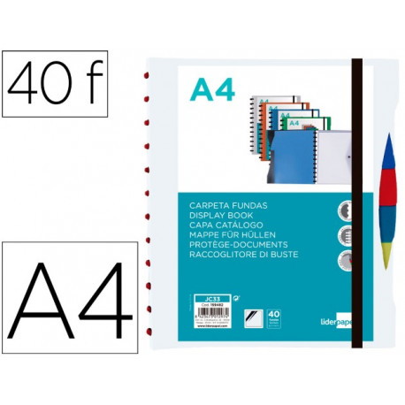 CARPETA LIDERPAPEL A4 CON 40 FUNDAS INTERCAMBIABLES 5 SEP SOBRE Y GOMILLA PORTADA Y LOMOPERSONALIZAB