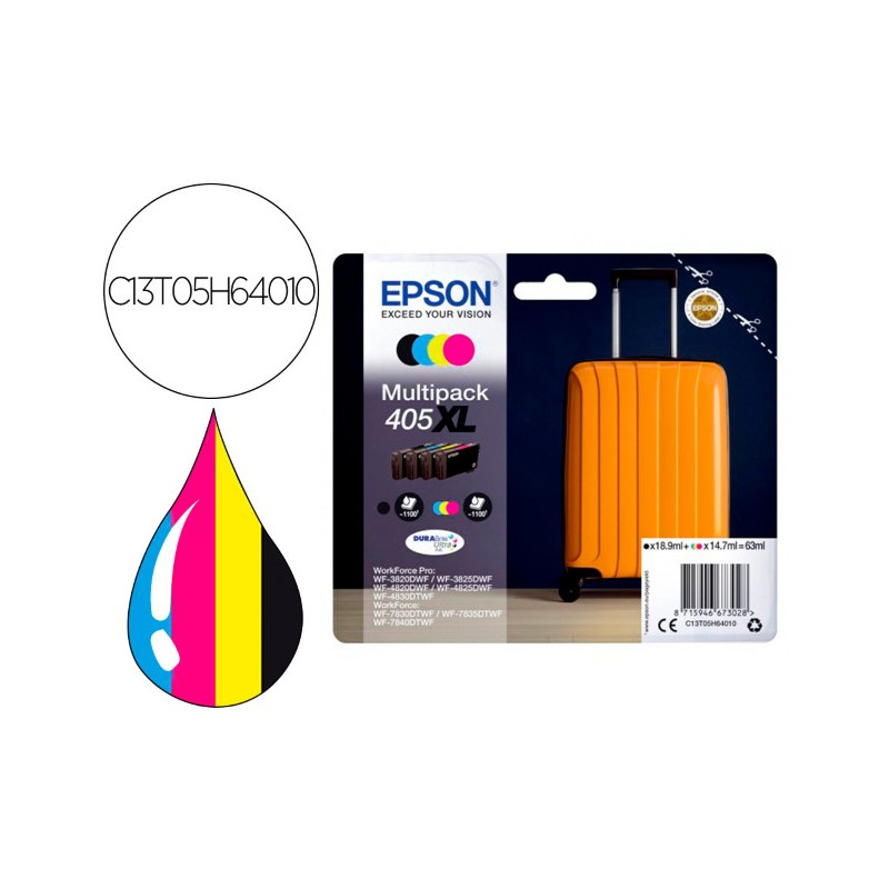 INK-JET EPSON 405 XL WF-3820DWF / WF-4820DWF / WF-7830DTWF / WF-7840DTWF ALTA CAPACIDAD PACK DE 4