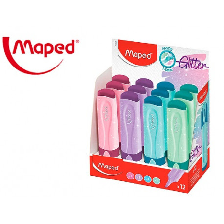 ROTULADOR MAPED FLUORESCENTE PEPS PASTEL CON GLITTER COLORES SURTIDOS