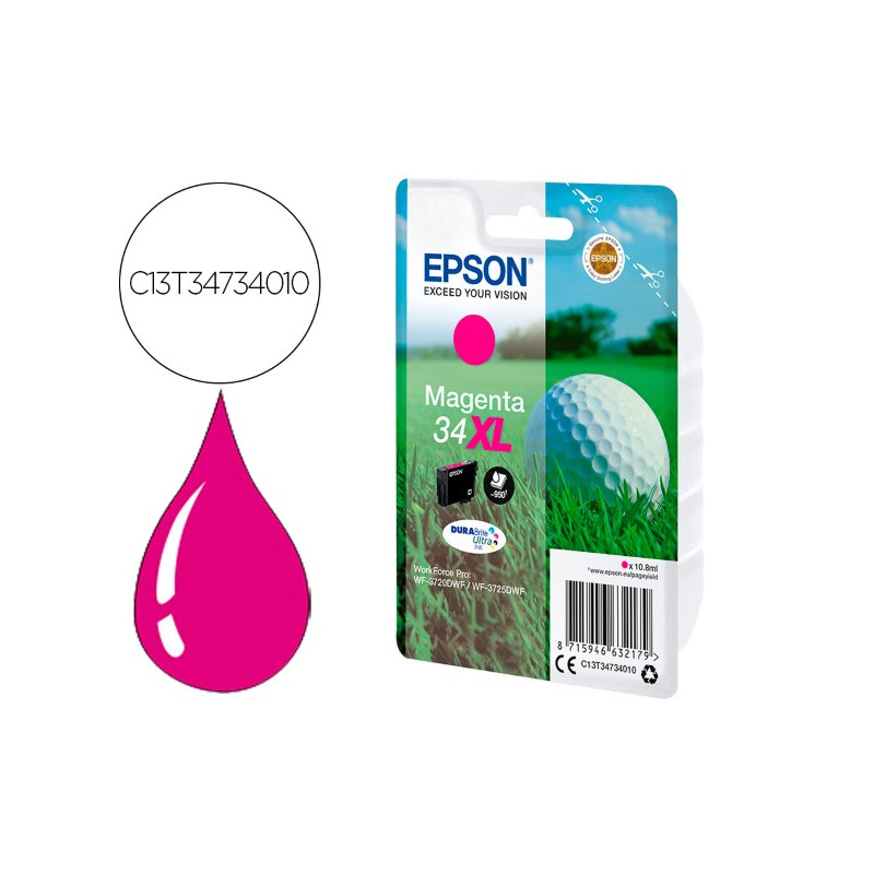 INK-JET EPSON SINGLEPACK MAGENTA 34XL DURABRITE ULTRA INK