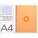 CUADERNO ESPIRAL LIDERPAPEL A4 MICRO ANTARTIK TAPA FORRADA 80H 90 GR CUADRO 5MM 1 BANDA 4 TALADROS A