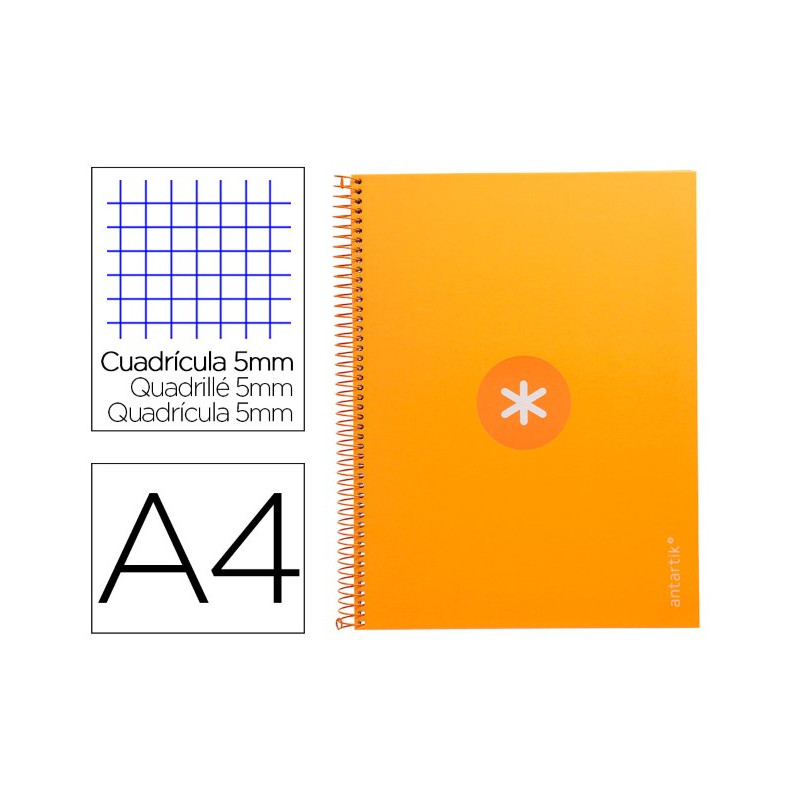 CUADERNO ESPIRAL LIDERPAPEL A4 MICRO ANTARTIK TAPA FORRADA 80H 90 GR CUADRO 5MM 1 BANDA 4 TALADROS M