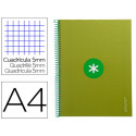 CUADERNO ESPIRAL LIDERPAPEL A4 MICRO ANTARTIK TAPA FORRADA 80H 90 GR CUADRO 5MM 1 BANDA 4 TALADROS V