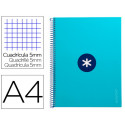 CUADERNO ESPIRAL LIDERPAPEL A4 MICRO ANTARTIK TAPA FORRADA 80H 90 GR CUADRO 5MM 1 BANDA 4 TALADROS T