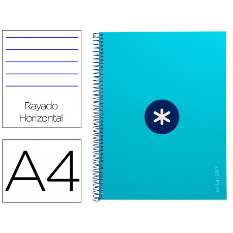 CUADERNO ESPIRAL LIDERPAPEL A4 MICRO ANTARTIK TAPA FORRADA80H 90 GR HORIZONTAL 1 BANDA 4 TALADROS CO