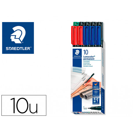 ROTULADOR STAEDTLER LUMOCOLOR RETROPROYECCION PUNTA DE FIBRA 318 CAJA DE 10 UNIDADES COLORES SURTIDO